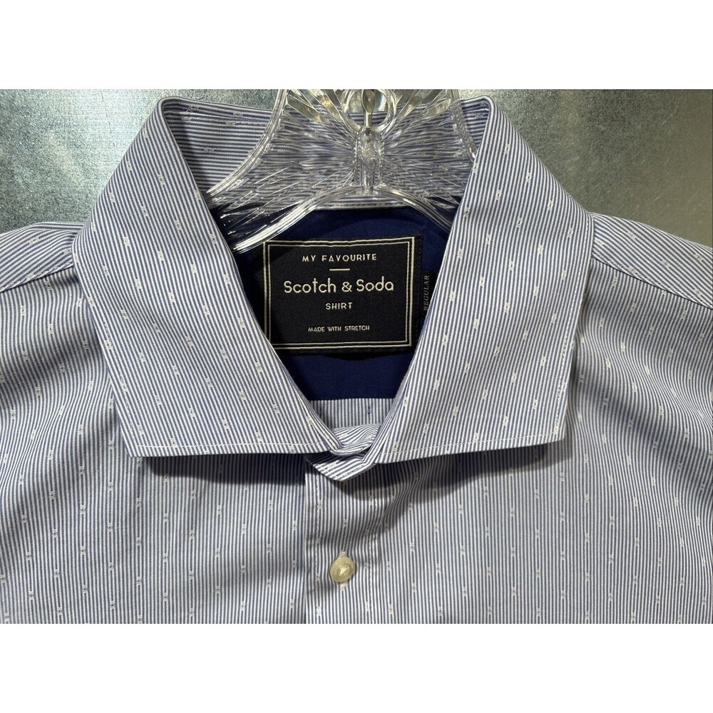 Scotch & Soda My Favorite Dress Shirt L Blue Stripes Long Sleeve Button Up - Picture 5 of 16
